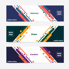 Wall Mural - Set of three geometric banner , modern style template design. Landing page design , promotion banner , website banner. Easy to use and editable content. Vector Illustration EPS 10