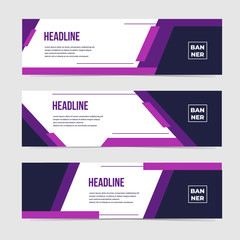 set of three geometric banner , modern style template design. landing page design , promotion banner