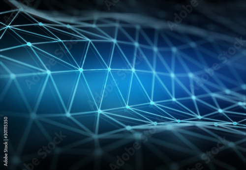 Abstract digital network connection on dark background 3D rendering