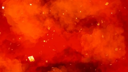 Wall Mural - flying glitter particles on blurred red background. looped christmas animation.