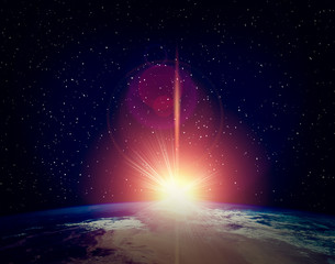 sunrise, view from space. the elements of this image furnished by nasa.