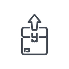 Poster - Send a parcel line icon. Export package delivery box vector outline sign.