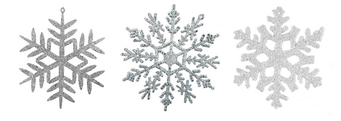 Silver snowflake, - christmas toys set, isolated