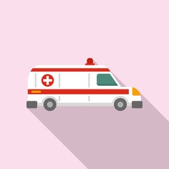 Sticker - Hospital ambulance icon. Flat illustration of hospital ambulance vector icon for web design