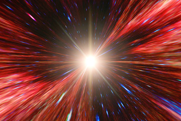 Wall Mural - light stripes. sunburst in galaxy. hyper jump. the elements of this image furnished by nasa.