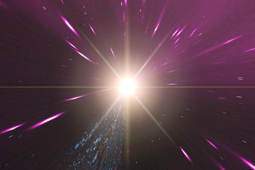 Wall Mural - light stripes. sunburst in galaxy. hyper jump. the elements of this image furnished by nasa.