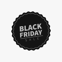 Poster - Black Friday sale tag. Ready sticky label template design for use in web ad or print. Vector flat sticker or badge design. Trendy sale banner template.