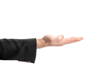 Poster - male hand palm up isolated on white