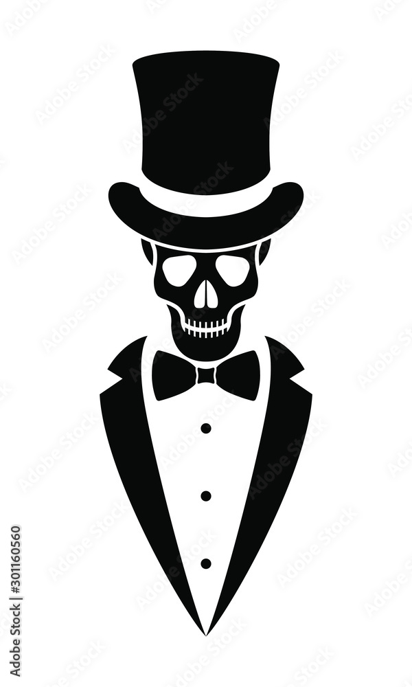 skeleton with bow tie