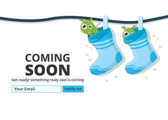 Wall Mural - Coming soon website template. Coming soon landing page design. Coming soon page for a new website. We are launching soon – Illustration