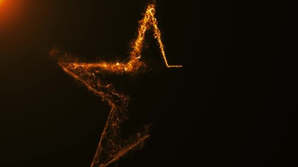 Poster - Star Shape With Light Stroke Background Loop/ 4k animation of a golden star shape with light particles seamless looping