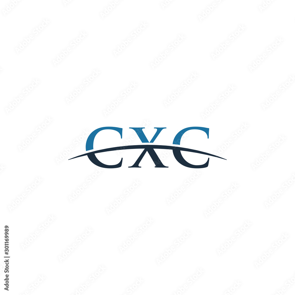 Initial letter CXC, overlapping movement swoosh horizon logo company ...