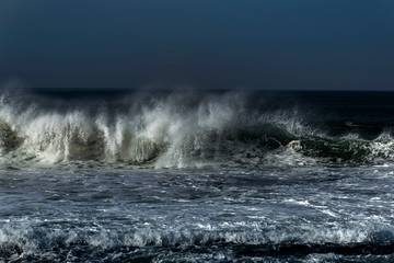 atlantic ocean coast next to nazare, portugal.