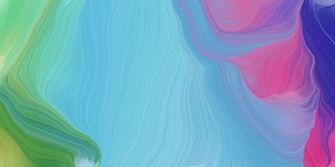 Poster - curved motion speed lines background or backdrop with medium aqua marine, sky blue and antique fuchsia colors. dreamy digital abstract art