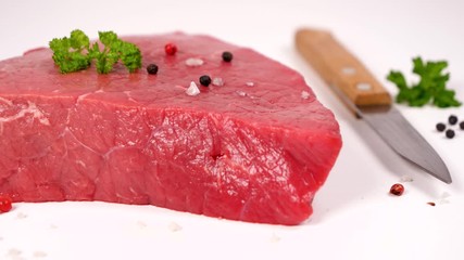 Wall Mural - raw beef steak with pepper on white background- 4K