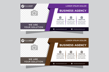 Poster - Abstract banner design web template Set, Horizontal header web banner. Modern cover header background for website design, Abstract flat brown and purple, modern  geometric layout. space for photo 