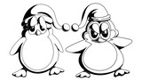 Fototapeta Pokój dzieciecy - A pair of penguins, angry and offended in black and white style