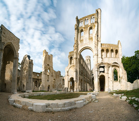 Sticker - the old abbey and Benedictine monastery at Jumieges in Normandy in France