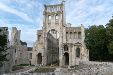 Sticker - the old abbey and Benedictine monastery at Jumieges in Normandy in France