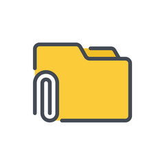 Fototapete - Attach folder color line icon. Folder with attachment vector outline colorful sign.