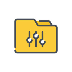 Fototapete - Folder preferences color line icon. Folder settings vector outline colorful sign.