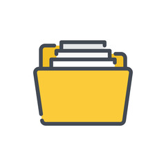 Fototapete - Folder with files color line icon. Open folder with documents vector outline colorful sign.