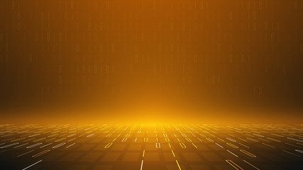 Poster - golden color binary code vector background,abstract perspective virtual cyberspace,big data analysis system