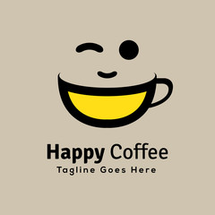 Wall Mural - Happy coffee cup logo