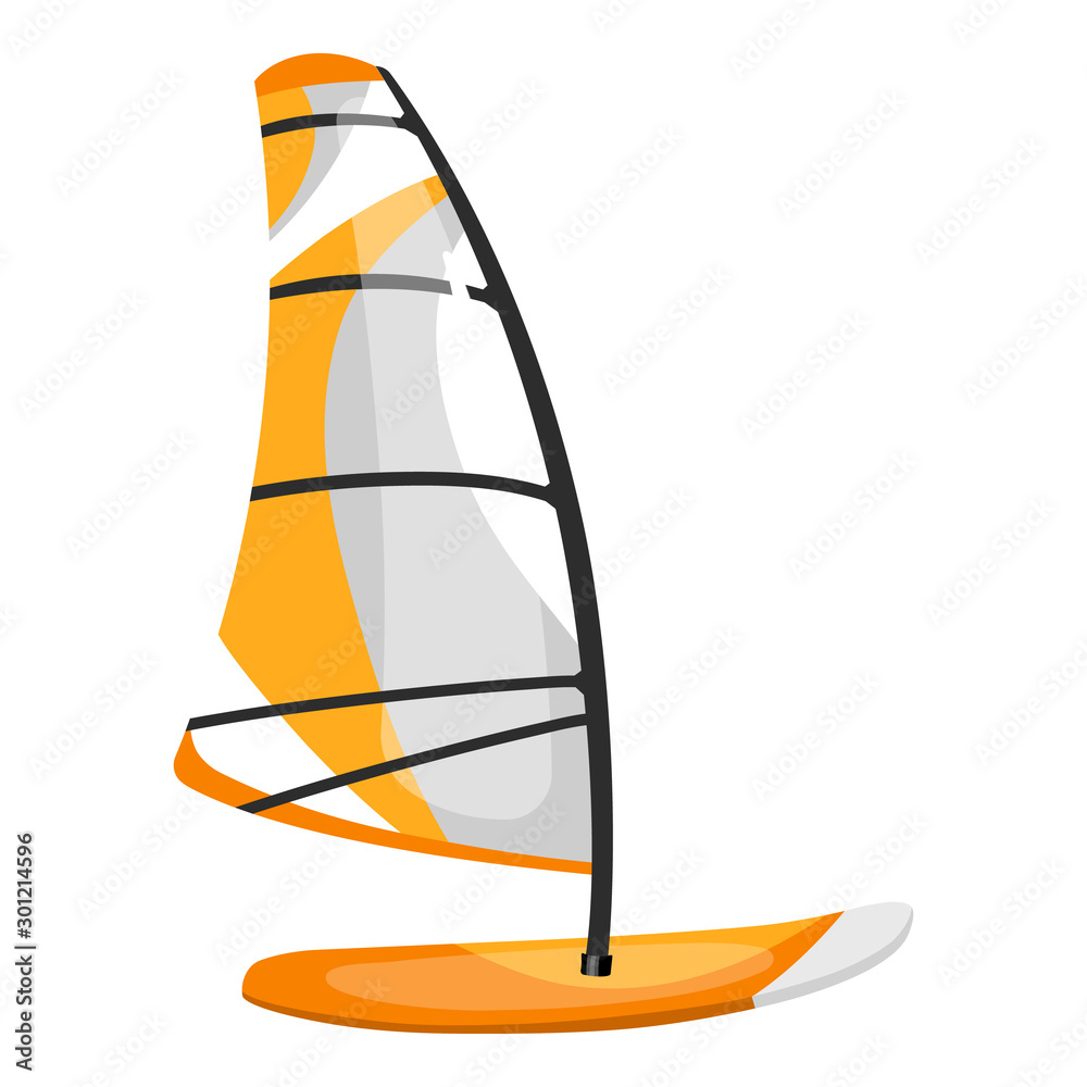 Windsurfing board flat vector illustration. Extreme sports. Outdoor  activities equipment. Water transport. Active lifestyle. Surf with kite  isolated cartoon clipart on white background Stock Vector | Adobe Stock, image size:1000x1000