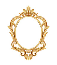 Louis XVI Style Mirror With Golden Neoclassic Ornaments. Vector