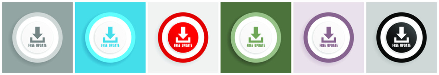 Aufkleber - Free update icon set, colorful flat design vector illustrations in 6 options for web design and mobile applications