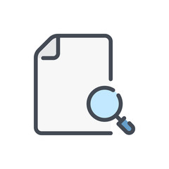 Fototapete - Search file color line icon. Document with magnifier vector outline colorful sign.