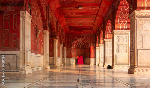 Obrazy arkady   czerwony-meczet-jama-masjid-jahan-numa-zbudowany-w-xvii-w-w-architekturze-mogolow-jest-jednym-z