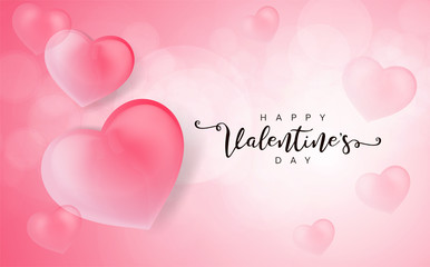 Valentine's Day background with 3d hearts . Vector illustration. Cute love banner or greeting card. Gift Voucher Coupon Promotion template