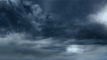 Wall Mural - dramatic storm clouds with lightning strikes. looped animation.