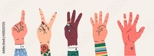 Fotomural Set of Hand gesture symbols