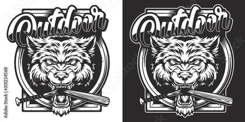 Vintage wildlife monochrome emblem