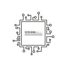 Abstract Square Banner With High Tech Circuit Board Texture. Vector Electronic Motherboard Illustration.