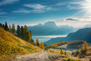 Landscape of beautiful autumn picturesque mountains