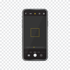Poster - Smartphone with camera mockup interface frame on a transparent background
