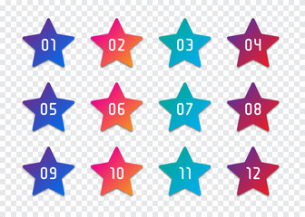 Leinwandbilder - Set of star number bullet point 1 to 12