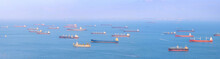 Singapore Harbor Cargo Ships Panorama