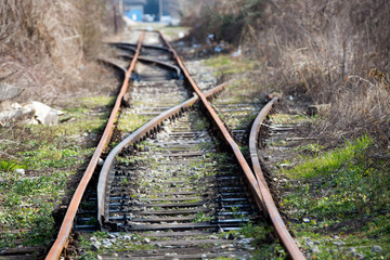 Wall Mural - Old rust Train rails