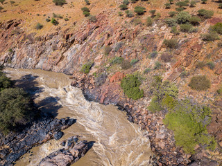 Wall Mural - aerial landscape Epupa Falls, Kunene River in Northern Namibia and Southern Angola border. Beautiful landscape, Africa wilderness