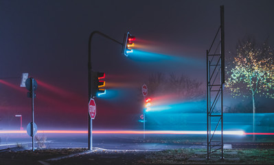 traffic lights at night