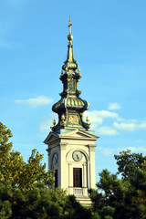 Fototapete - Saint Michael Cathedral, also known as Saborna Crkva, with its iconic clocktower, Belgrade, Serbia