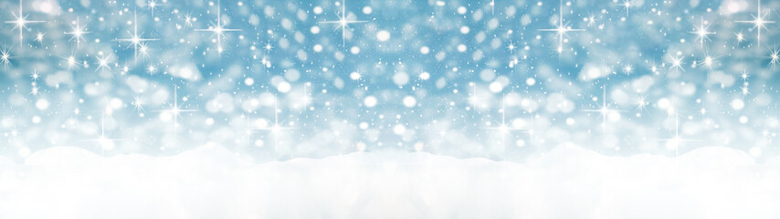 Aufkleber - snowflakes snow blue sky - winter background banner long