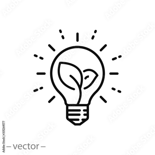 sustainable ecological energy icon, creative lamp, light bulb nature, plant in t Poster Mural XXL