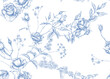© Elen  Lane - Roses and spring flowers seamless pattern. Graphic drawing, engraving style. Vector illustration.