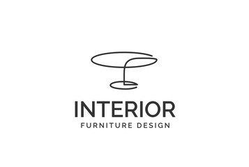Wall Mural - simple minimalist round table line art furniture interior logo design flat vector graphics